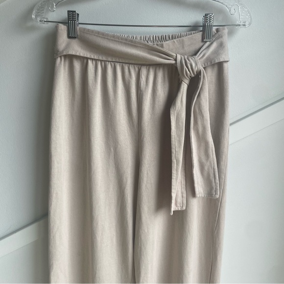 ZARA High Waist Cotton Trousers with belt Sand Beige size M - Picture 7 of 10